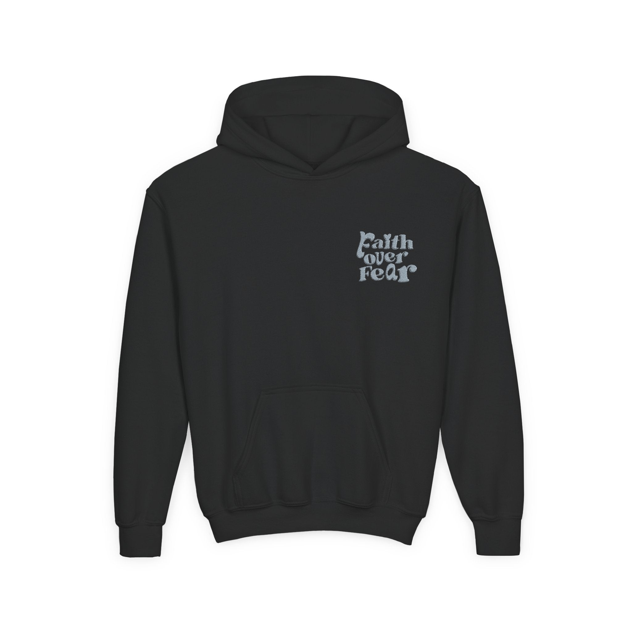 Youth Hoodie — "Faith Over Fear" Chest Logo Pullover