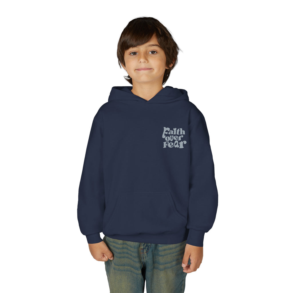 Youth Hoodie — "Faith Over Fear" Chest Logo Pullover