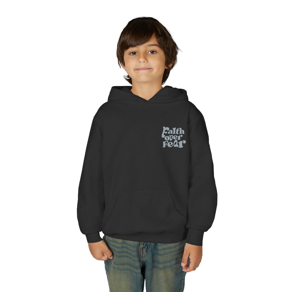 Youth Hoodie — "Faith Over Fear" Chest Logo Pullover