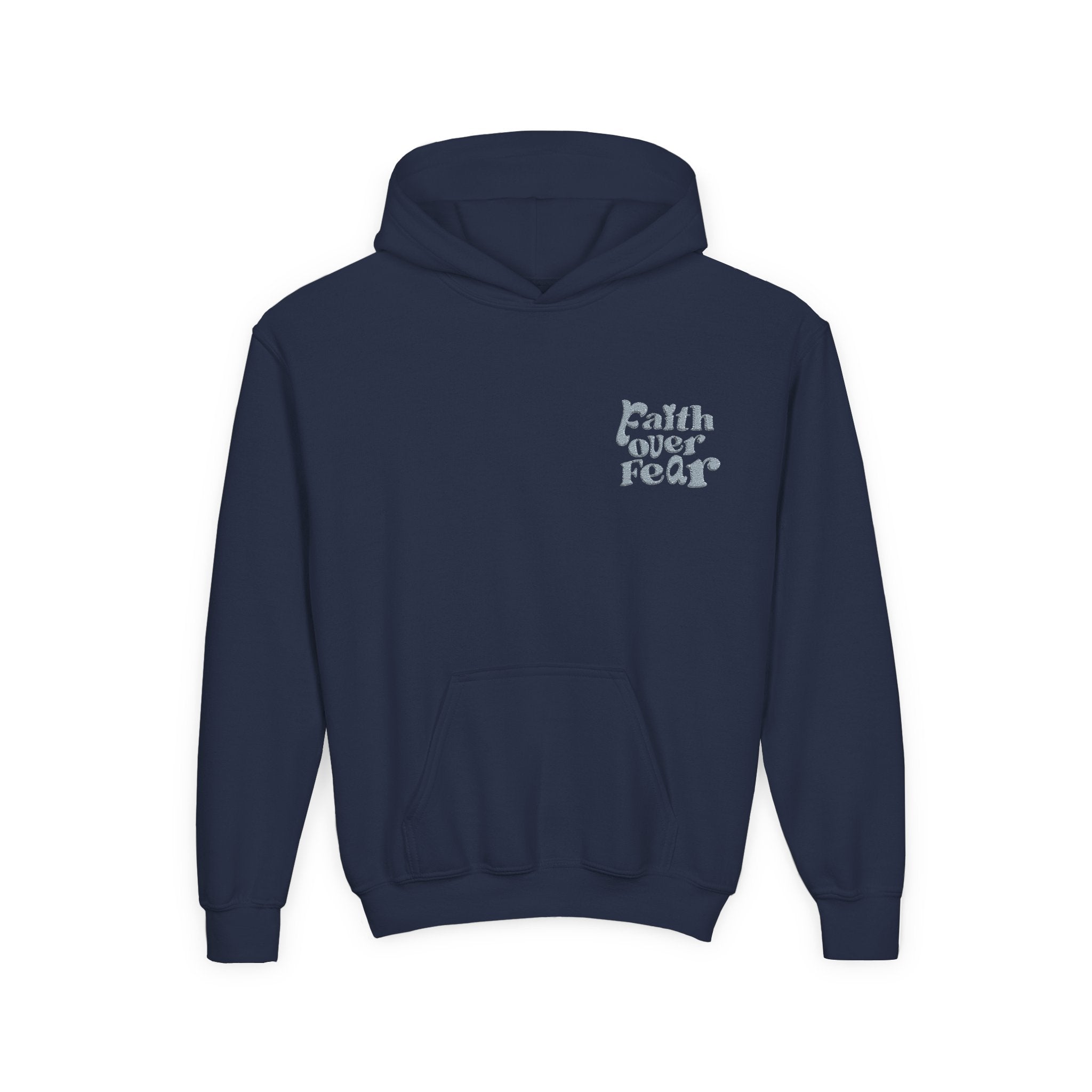 Youth Hoodie — "Faith Over Fear" Chest Logo Pullover