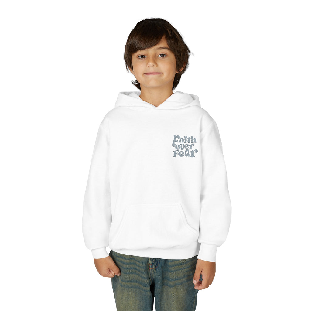 Youth Hoodie — "Faith Over Fear" Chest Logo Pullover