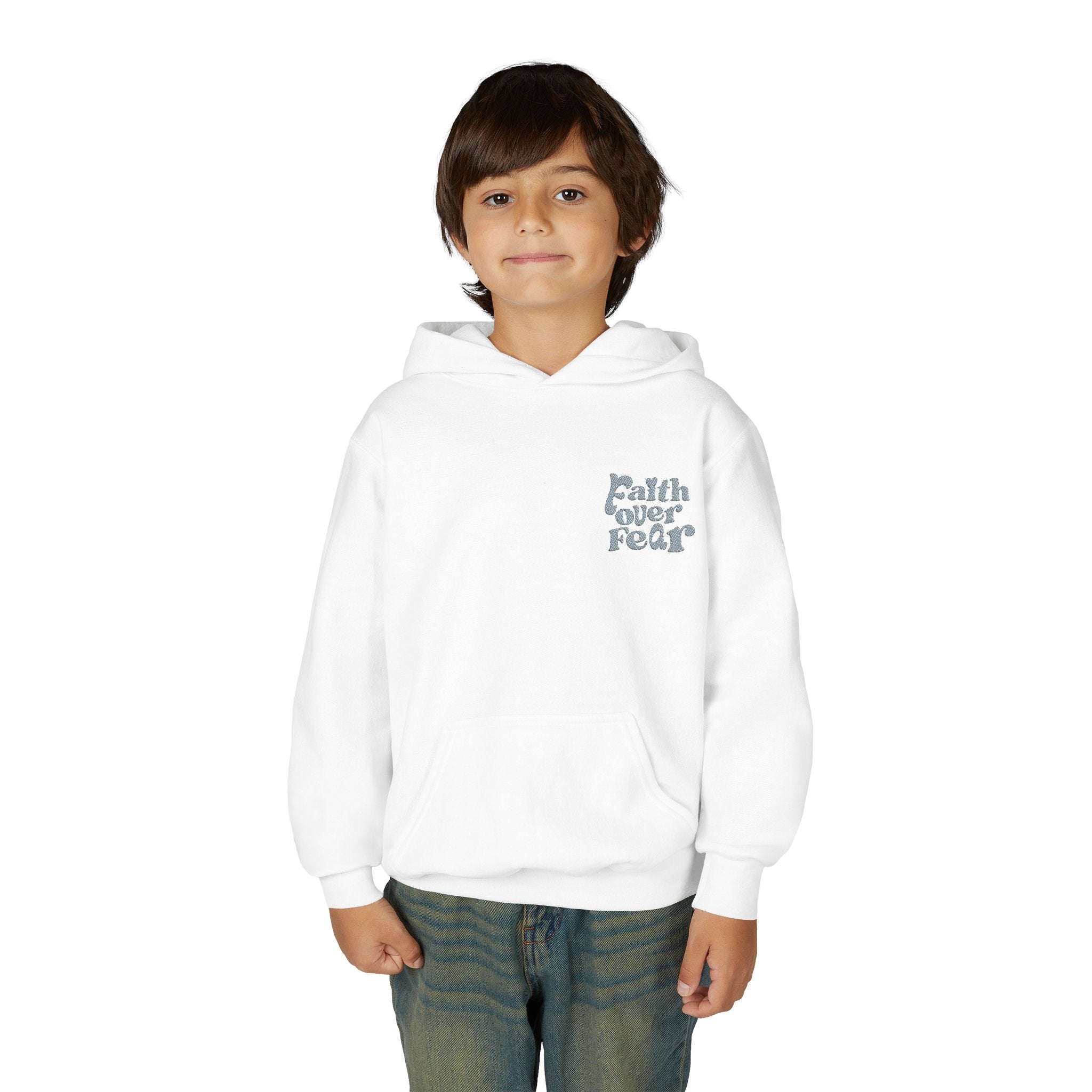 Youth Hoodie — "Faith Over Fear" Chest Logo Pullover
